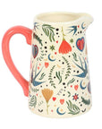 Pichet Fleur en Céramique à Motif Crème Folk