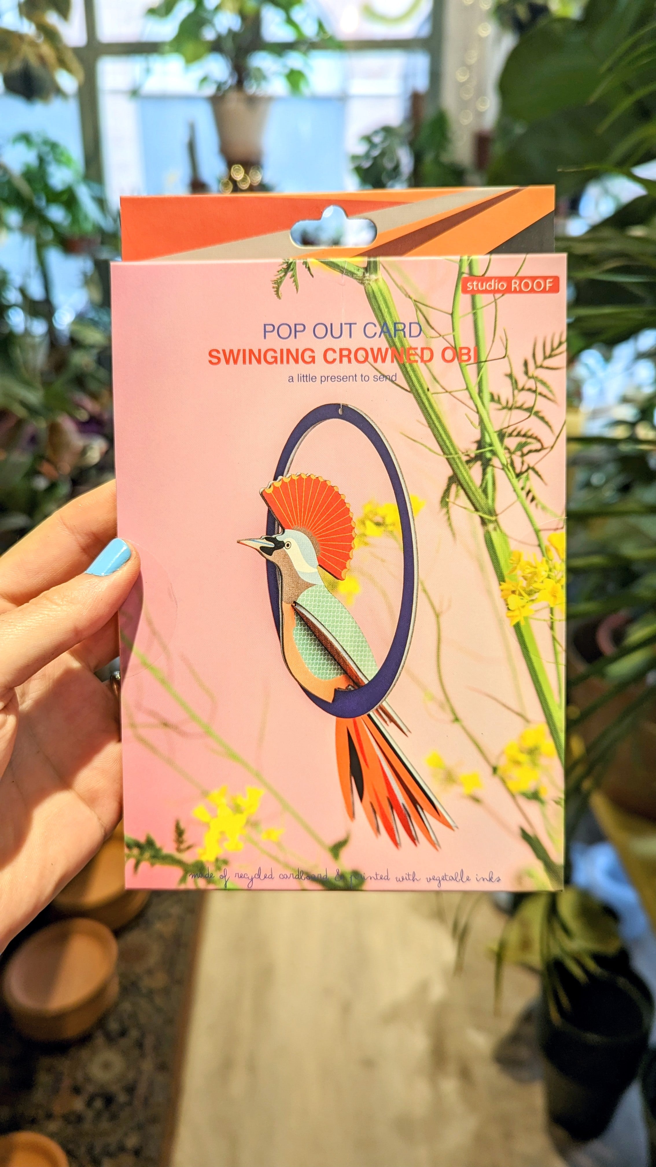 Pop-up card - Small mobile &quot;Swinging Parakeets&quot; - Studio ROOF