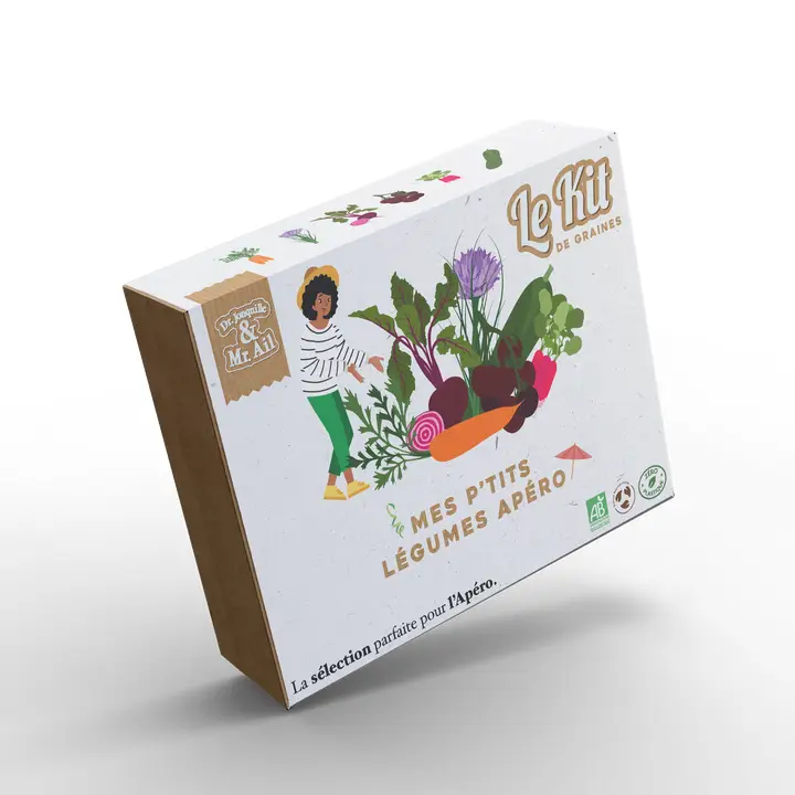 Kit de jardinage thématique - Graines &amp; semences│Dr Jonquille et Mr Ail