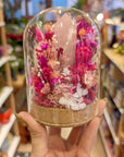 Dôme de fleurs séchées avec cristal