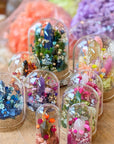 Dôme de fleurs séchées avec cristal