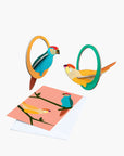 Pop-up card - Small mobile "Swinging Parakeets" - Studio ROOF